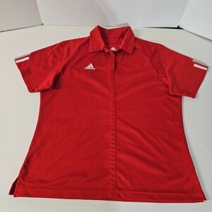 Adidas Shirt Womens Medium Red Polo Climacool Golfer Casual Ladies